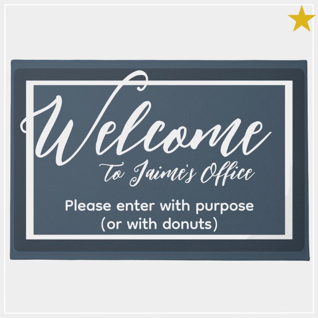 Felpudo Funny Blue Custom Name Office Workplace Mat (Subido por el creador)