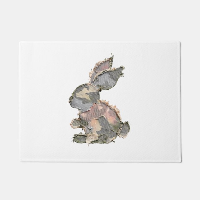 Felpudo Funny Bunny Crochet Patchwork Camo Rabbit Happy Ea (Anverso)