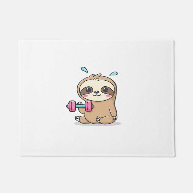 Felpudo Funny Chibi Sloth Workout Cute Kawaii Gym Personal (Anverso)