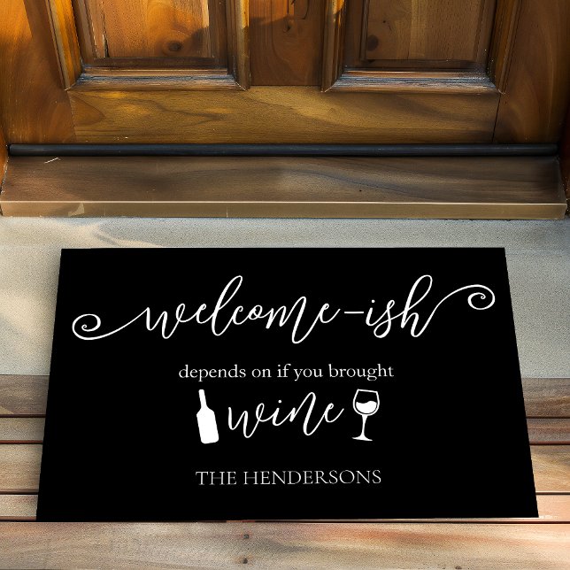 Felpudo Funny Depende Si Traes Bienvenida Al Vino (Subido por el creador)