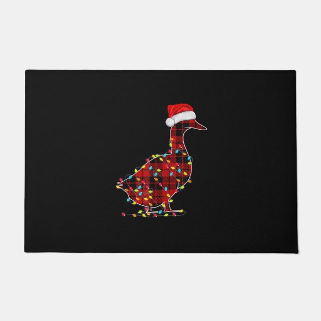 Felpudo Funny Duck Navidades Light Red Plaid Matando (Anverso)