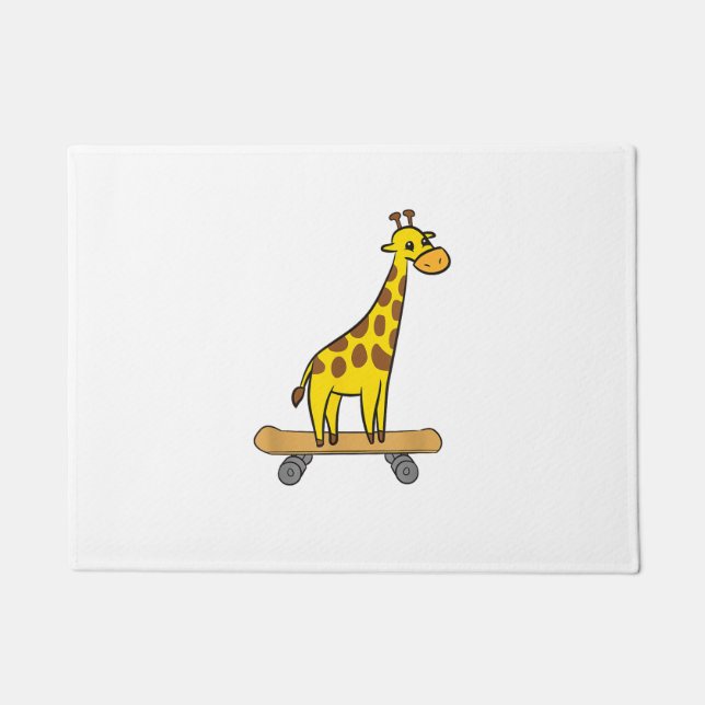 Felpudo Funny Giraffe Lover Giraffe Skateboard (Anverso)