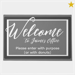 Felpudo Funny Gray Custom Name Office Workplace Mat