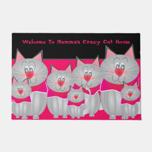 Felpudo Funny Gray Kitty Cat Diseñado Delante