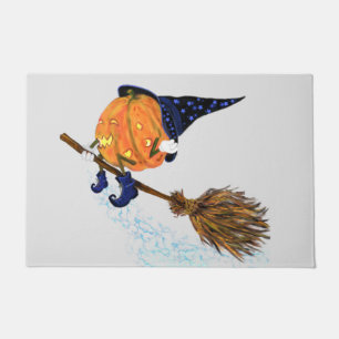 Felpudo Funny Halloween Doormat Witch Pumpkin Flying