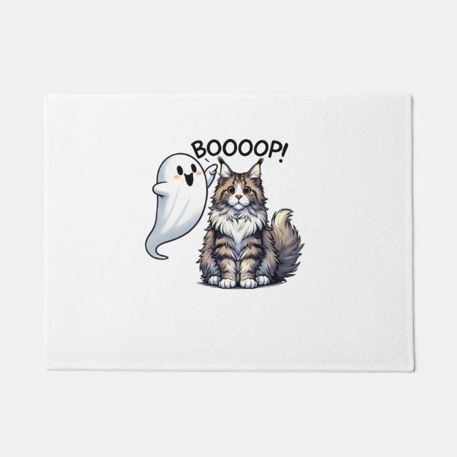 Felpudo Funny Halloween Ghost Maine Coon Cat Boop Easy Laz (Anverso)