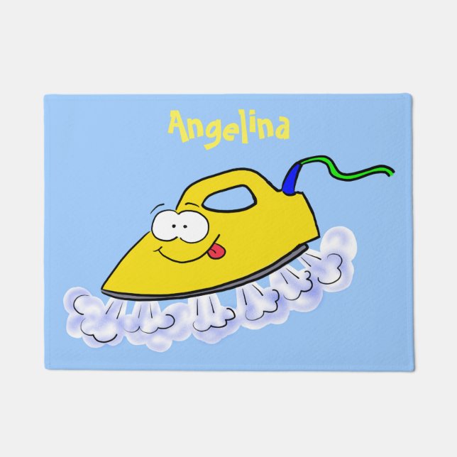 Felpudo Funny ilustracion de lavandería de hierro personal (Anverso)