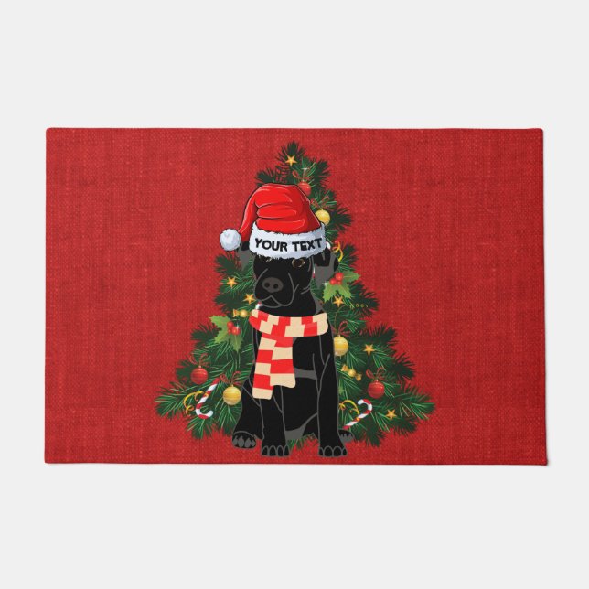 Felpudo Funny labrador negro festividad burlap Navidades r (Anverso)