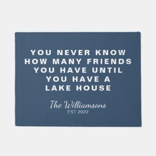Felpudo Funny Lake House Friends cita Blue personalizado