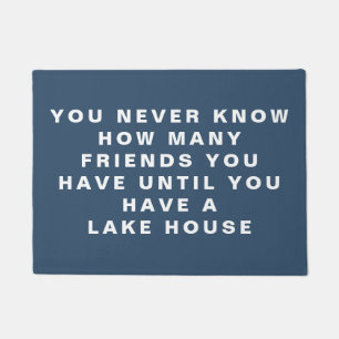 Felpudo Funny Lake House Friends Cita texto editable azul