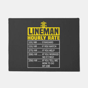 Felpudo Funny Lineman Hourrate Black Door Mat