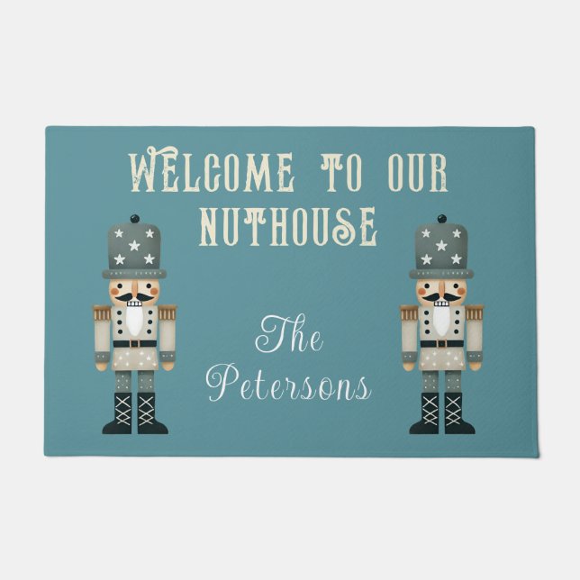 Felpudo Funny Nuthouse Nutcracker Personalizados Navidades (Anverso)