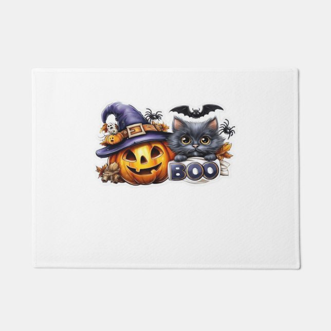 Felpudo Funny Pegatina de Gato de Halloween - Gorra de Bru (Anverso)