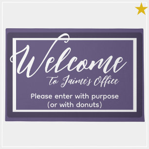 Felpudo Funny Purple Custom Name Office Workplace Mat