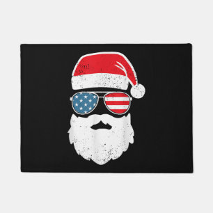 Felpudo Funny Santa Claus Face Gafas de sol Patriótico Ame