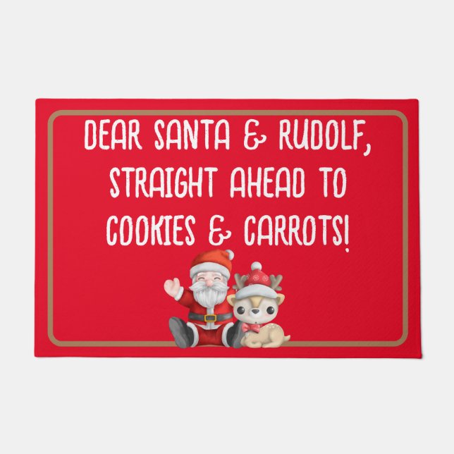 Felpudo Funny Santa Cookies Straight Ahead Christmas (Anverso)