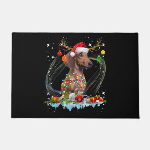 Felpudo Funny Santa Dachshund Reindeer Light Navidades