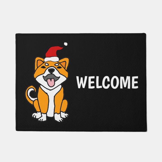 Felpudo Funny Shiba Inu Dog Christmas Cartoon (Anverso)