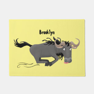 Felpudo Funny Wildebeest corriendo ilustracion personaliza