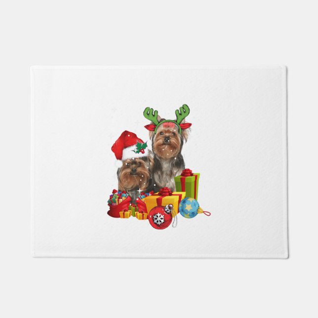 Felpudo Funny Yorkshire Terrier navidades (Anverso)