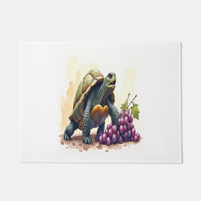 Felpudo Furiosa Tortuga Deteniendo Las Uvas. (Anverso)