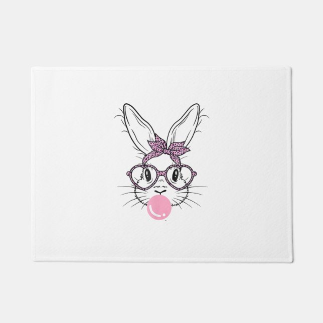 Felpudo Gafas de leopardo de cara de conejo chicle día de  (Anverso)