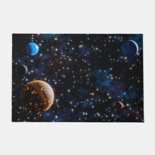 Felpudo Galaxia con estrellas y planetas
