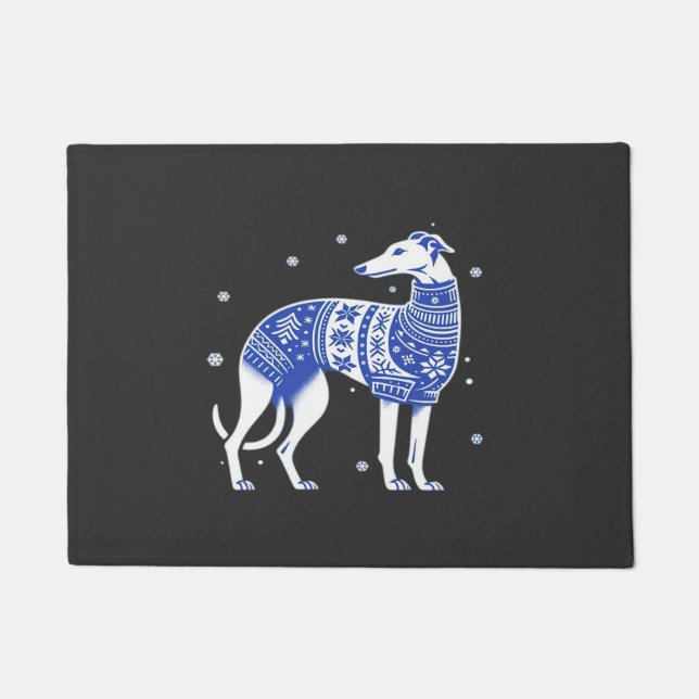Felpudo Galgo de Navidad con Jersey Feo Gris Bl (Anverso)