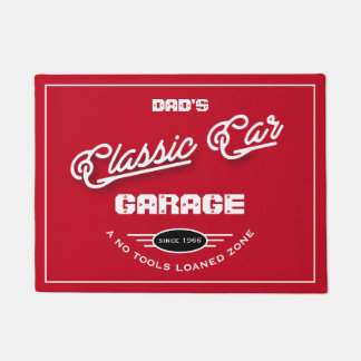 Felpudo Garage Classic Car Cualquier nombre Retro Blanco R
