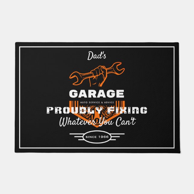 Felpudo Garage Dad o cualquier nombre arregla orgullosamen (Anverso)
