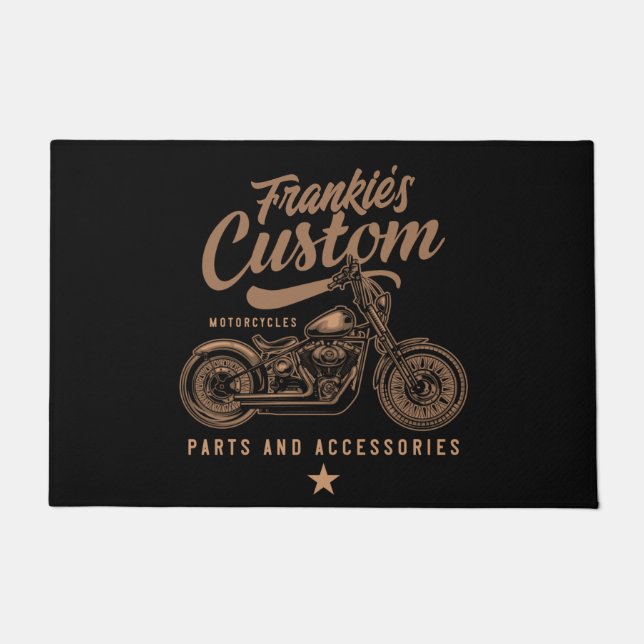 Felpudo Garaje de motocicleta Bobber Personalizado de moto (Anverso)