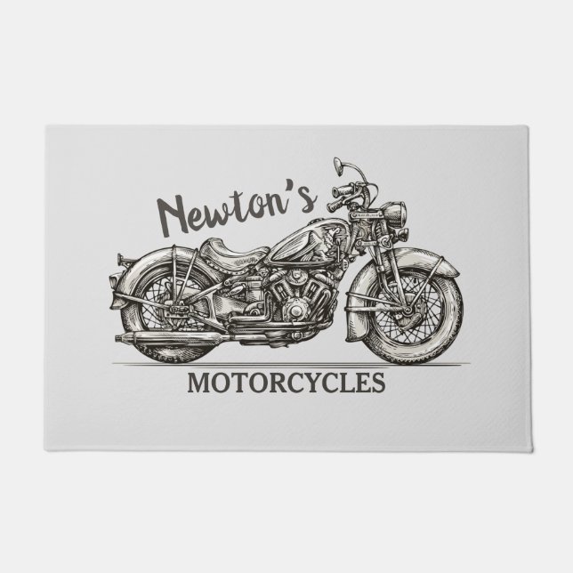 Felpudo Garaje para motociclistas con nombre personalizado (Anverso)