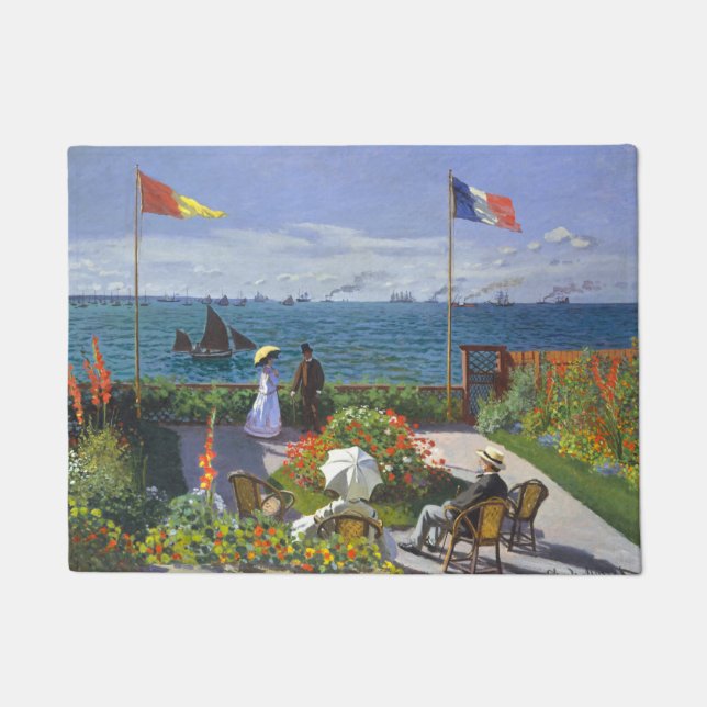 Felpudo Garden At Saint Adresse Painting By Claude Monet (Anverso)