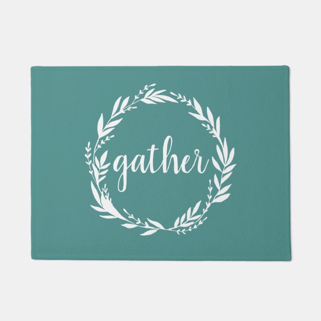 Felpudo Gather Wreath Farmhouse Turquoise (Anverso)