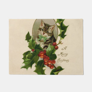 Felpudo Gatito Victoriano de Navidad en Tabby Antiguo de A