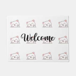 Felpudo Gato Adorable Espiando Bienvenida