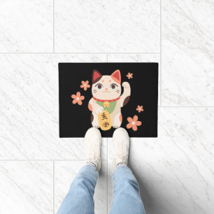 Felpudo Gato Afortunado Maneki Neko Adorable