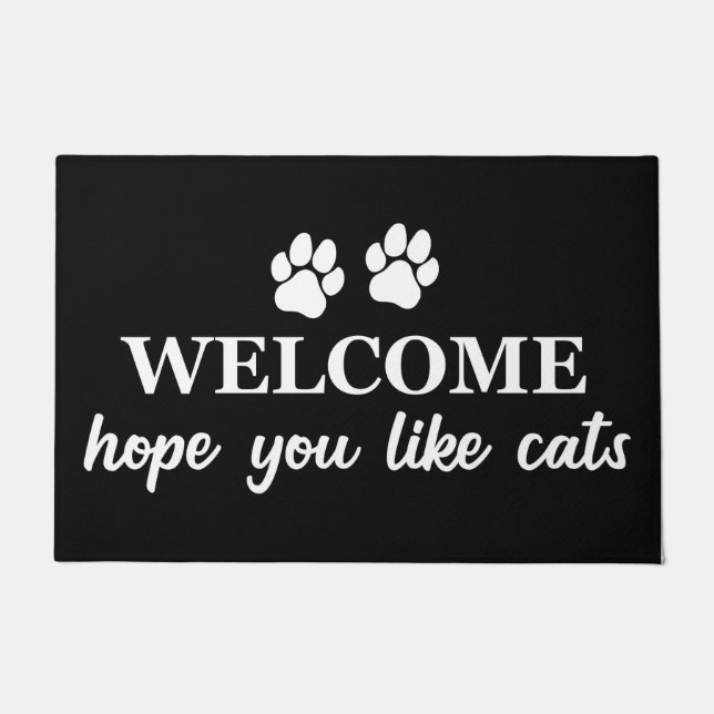 Felpudo Gato Amante Bienvenido Espero Que Te Gusten Los Ga (Anverso)