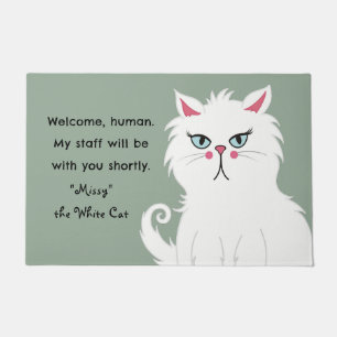 Felpudo Gato Blanco Sarcástico Divertido Personalizado Ver