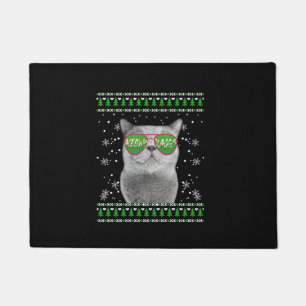 Felpudo Gato con gafas de sol Navidades feos suéter