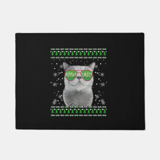 Felpudo Gato con gafas de sol Navidades feos suéter