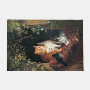 Felpudo Gato con gatitos (Arte Animal)