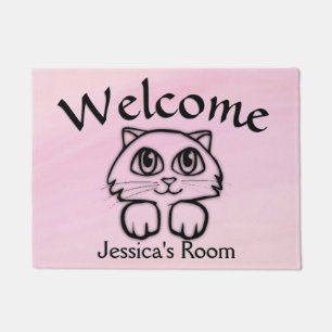 Felpudo Gato con ojos grandes y aguijoneo rosa personaliza