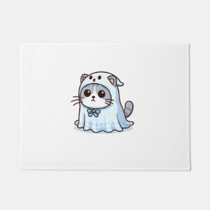 Felpudo Gato con traje fantasma para Halloween