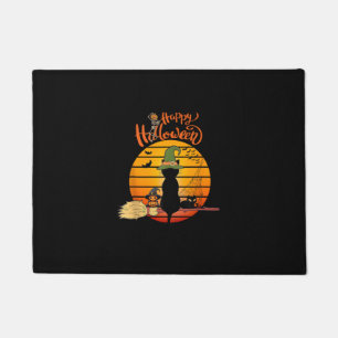 Felpudo Gato de bruja de Halloween Calabaza Skeleton Bat S