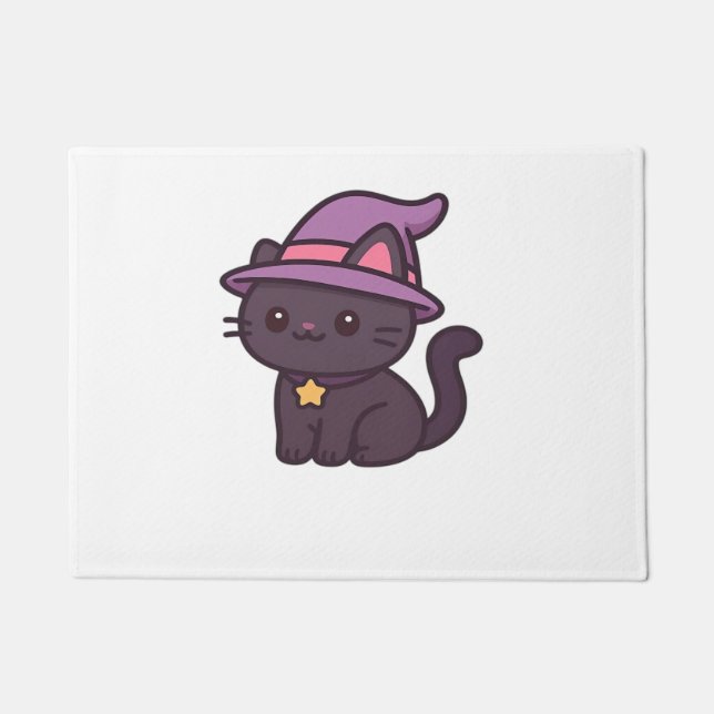 Felpudo Gato de bruja Kawaii en camiseta clásica de Gorra  (Anverso)