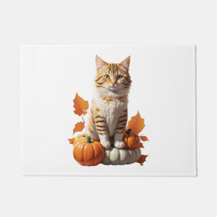 Felpudo gato de calabaza de halloween