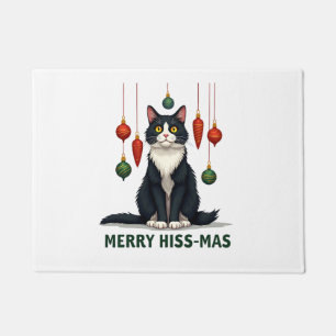Felpudo Gato de esmoquin de Navidad con decoraciones navid