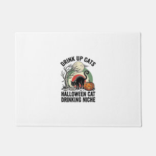 Felpudo Gato de Halloween bebiendo camiseta de fiesta de l