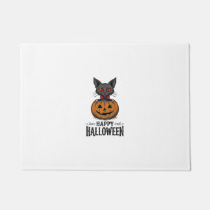 Felpudo Gato de Halloween Lindo Calabacín Vintage Espeluzn